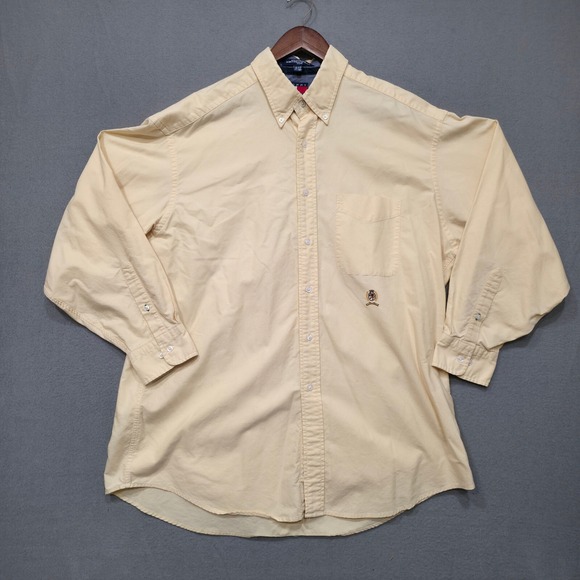 Tommy Hilfiger Mens Yellow Long Sleeve Button Up Dress Shirt Size 16.5 /‎ 32-33 - Picture 1 of 7